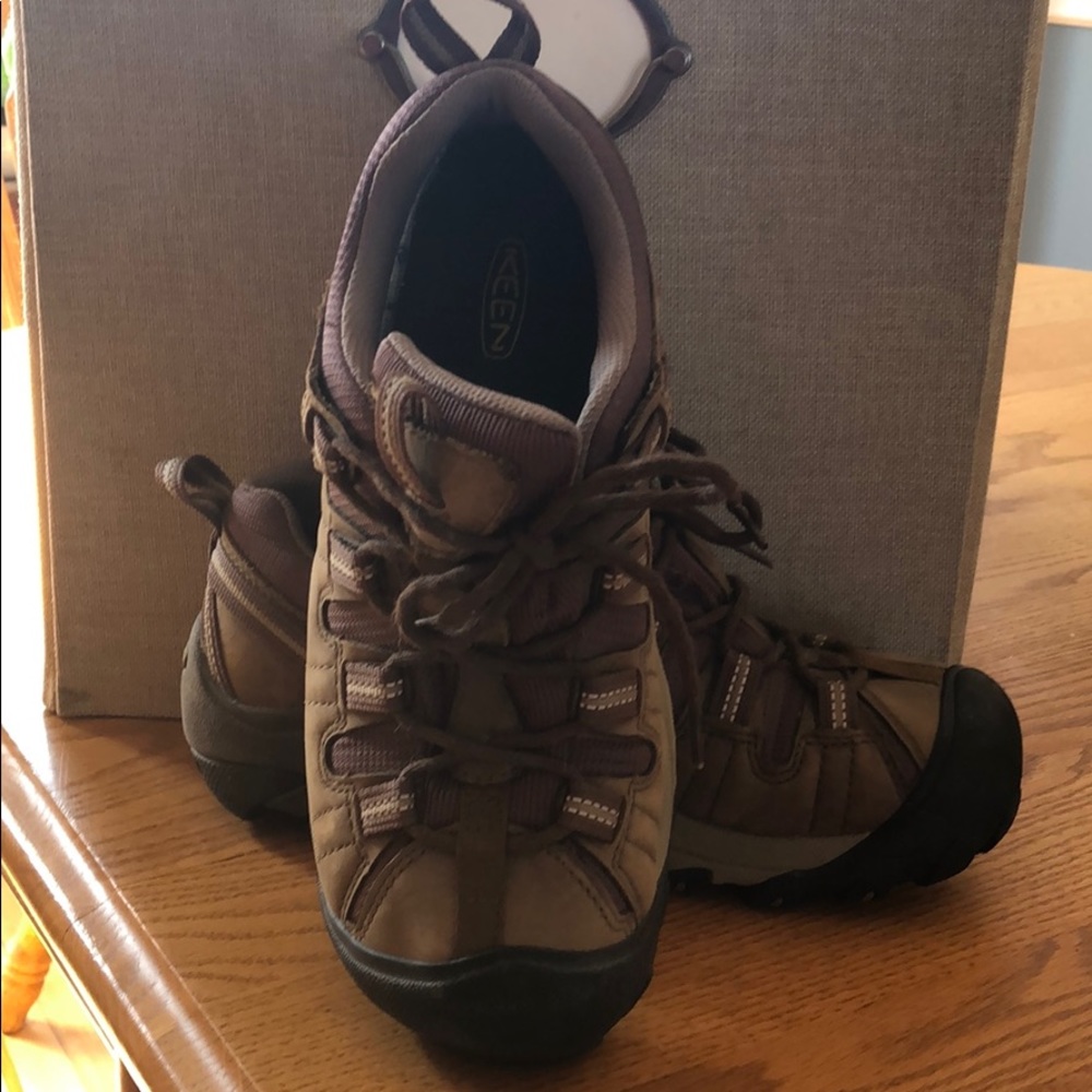 Woman’s keen hiking shoe